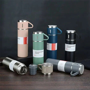 Vacuum Insulated Thermal Flask Set With Cup Set (random Color)